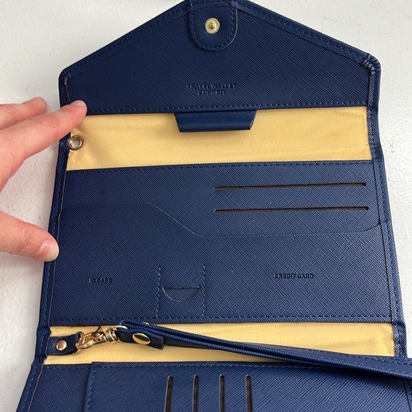 Travel Wallet Blue Leather NWOT - Picture 3 of 4